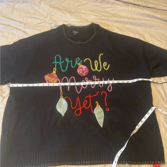 Torrid Black Sweater with Festive Embroidery Christmas Sweater - Picture 2 of 8